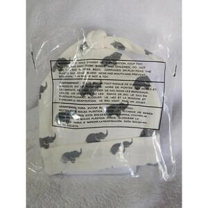 New 2022 Monica & Andy Baby Top Knot Cap Beanie Gray Elephants One Size 6.5"